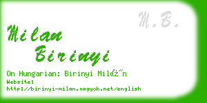 milan birinyi business card